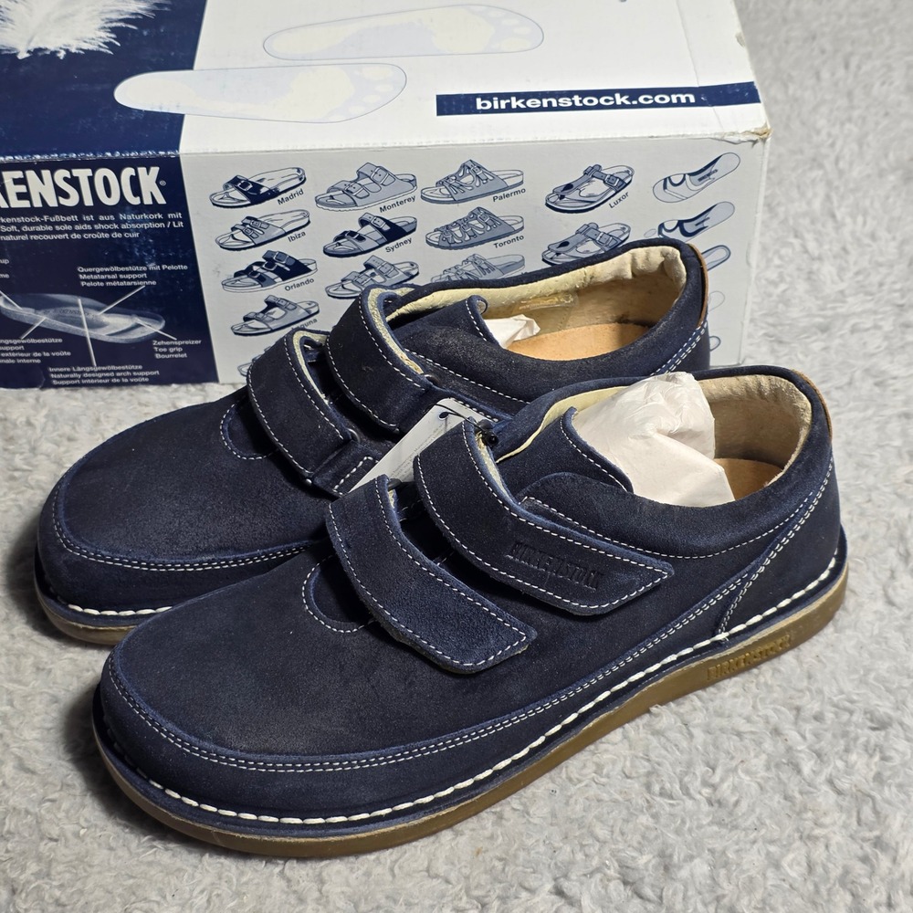 Birkenstock Tyler Kids Shoes‎ Dark Blue Suede Double Strap EU 37 M 4 L 6 NIB